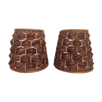 Pair of bamboo wall light