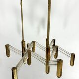 Vintage Italian brass and perspex chandelier by Zeroquattro from 70s