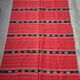 Tapis de laine rustique rouge traditionnel au design stylisé et rayures, authentique tissé à la main en Roumanie 225x145 cm