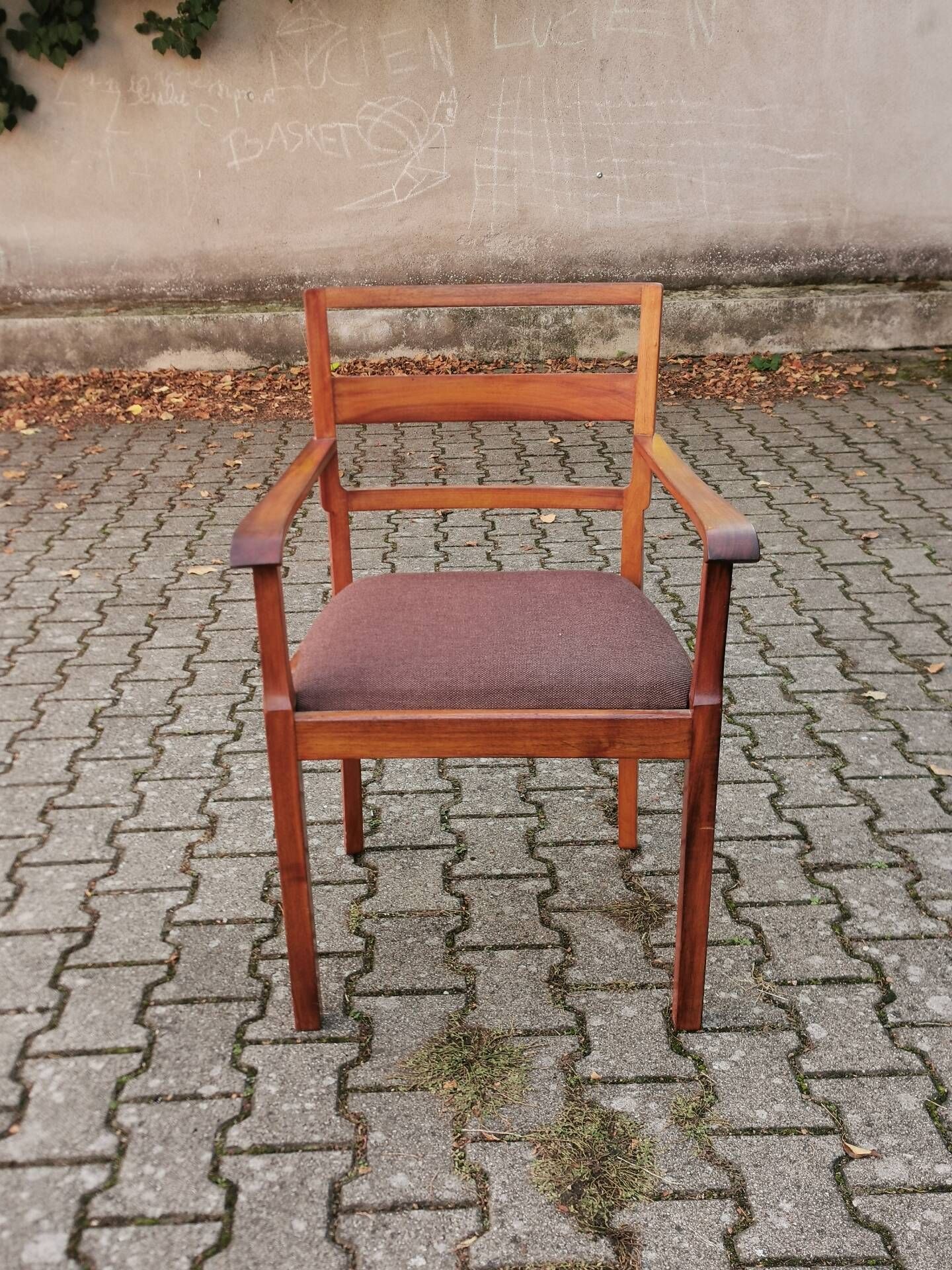 Vintage Scandinavian armchair wood fabric 60's