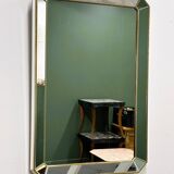 Miroir rectangulaire biseauté De Knudt avec cadre en laiton, Belgique, années 1980