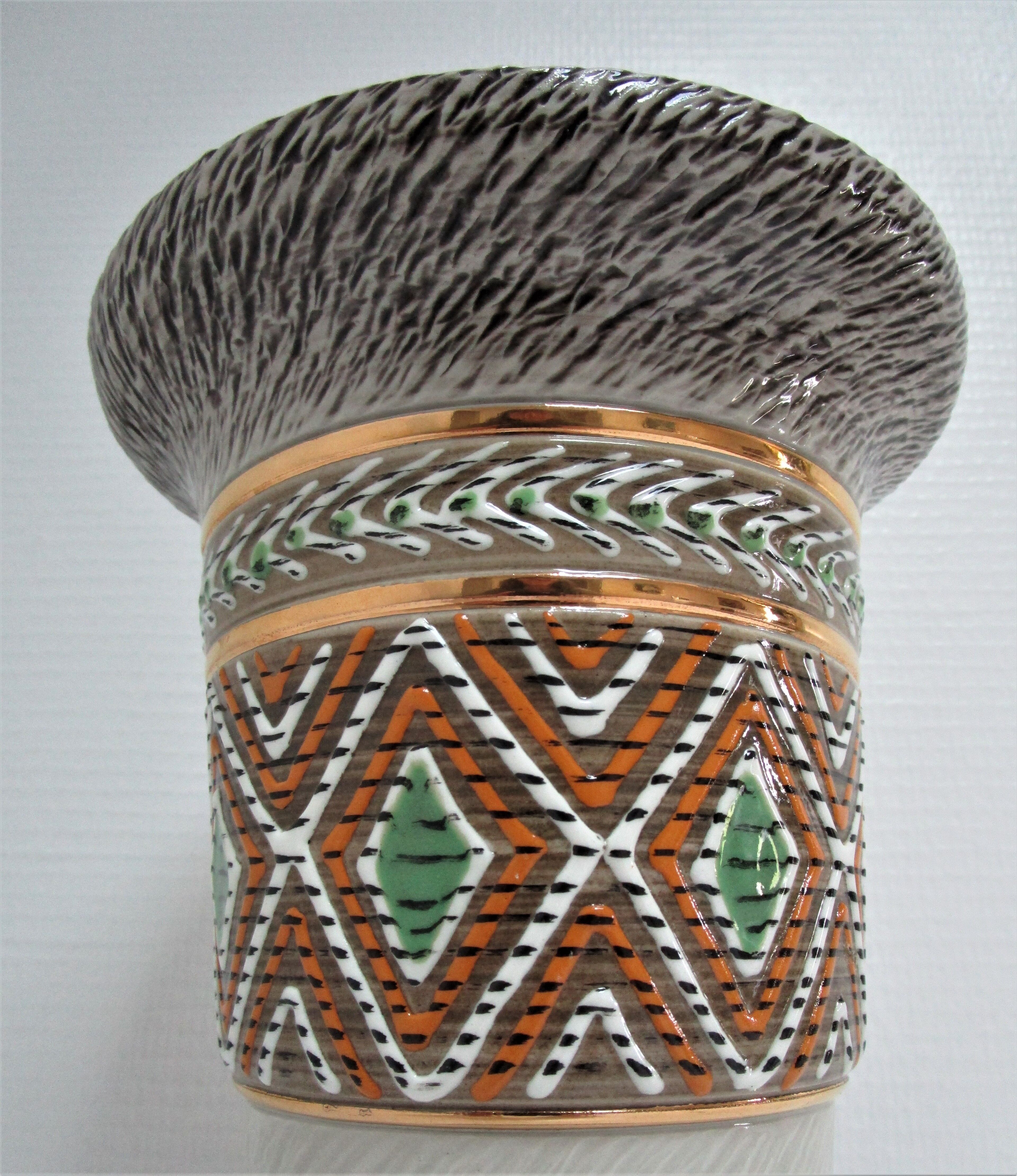 Jacques Breugnot enamelled ceramic vase 60s