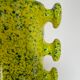 Handmade green speckled yellow ceramic vase with abstract handles