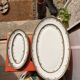 Lot 2 Plat Ovale Porcelaine Limoges Harreau Bord Godronné Style Néo Classiq