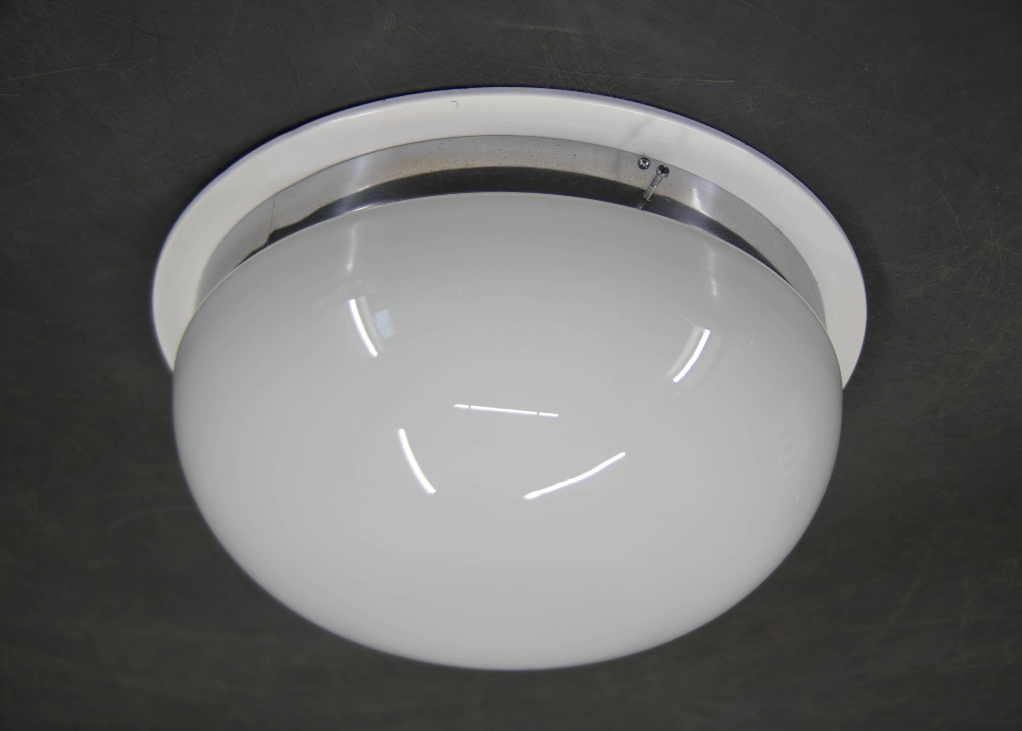 Big Bauhaus Chrome Flushmount or Wall Light, 1940s