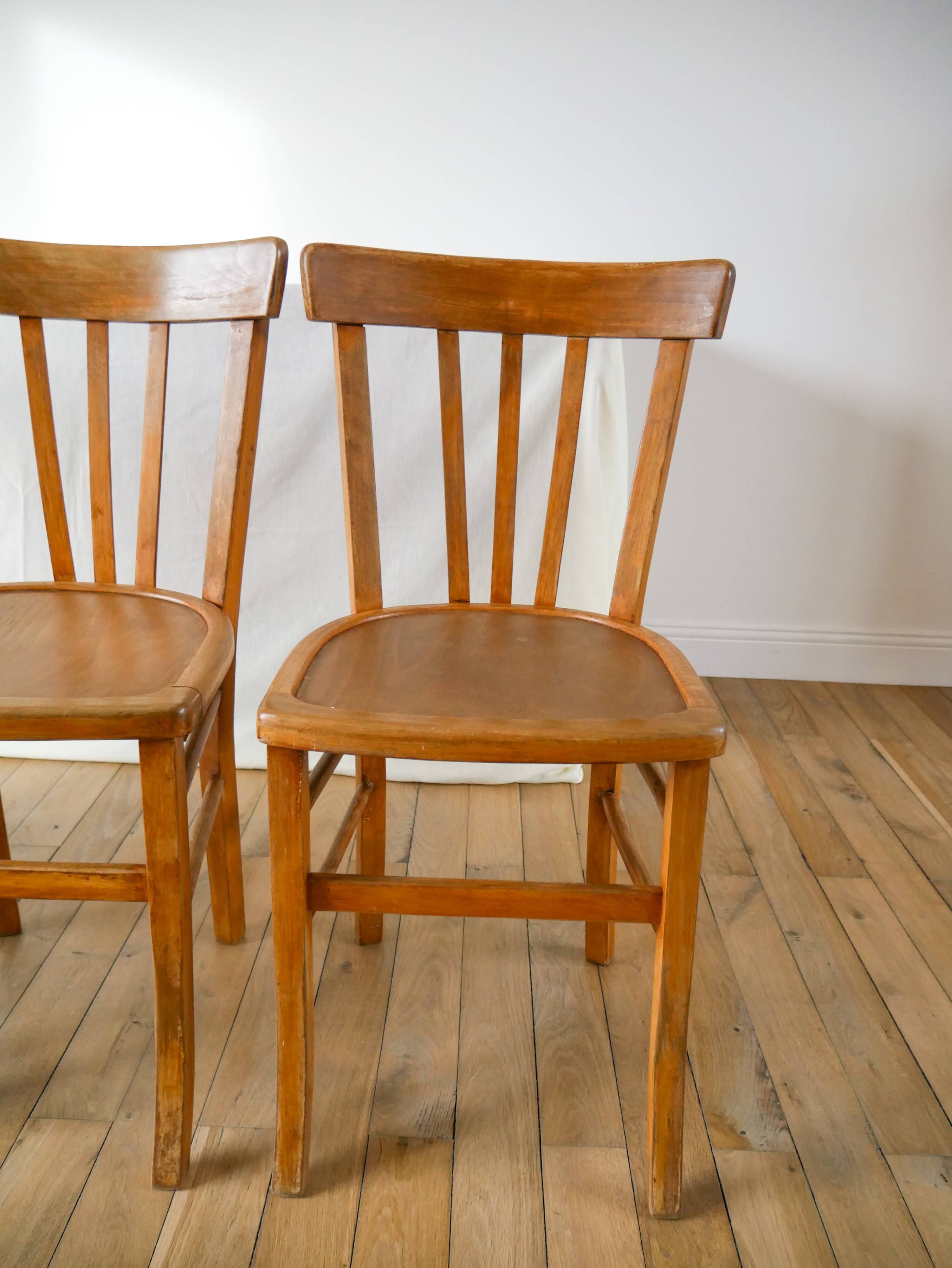 Set of 4 bentwood bistro chairs signed luterma 1950