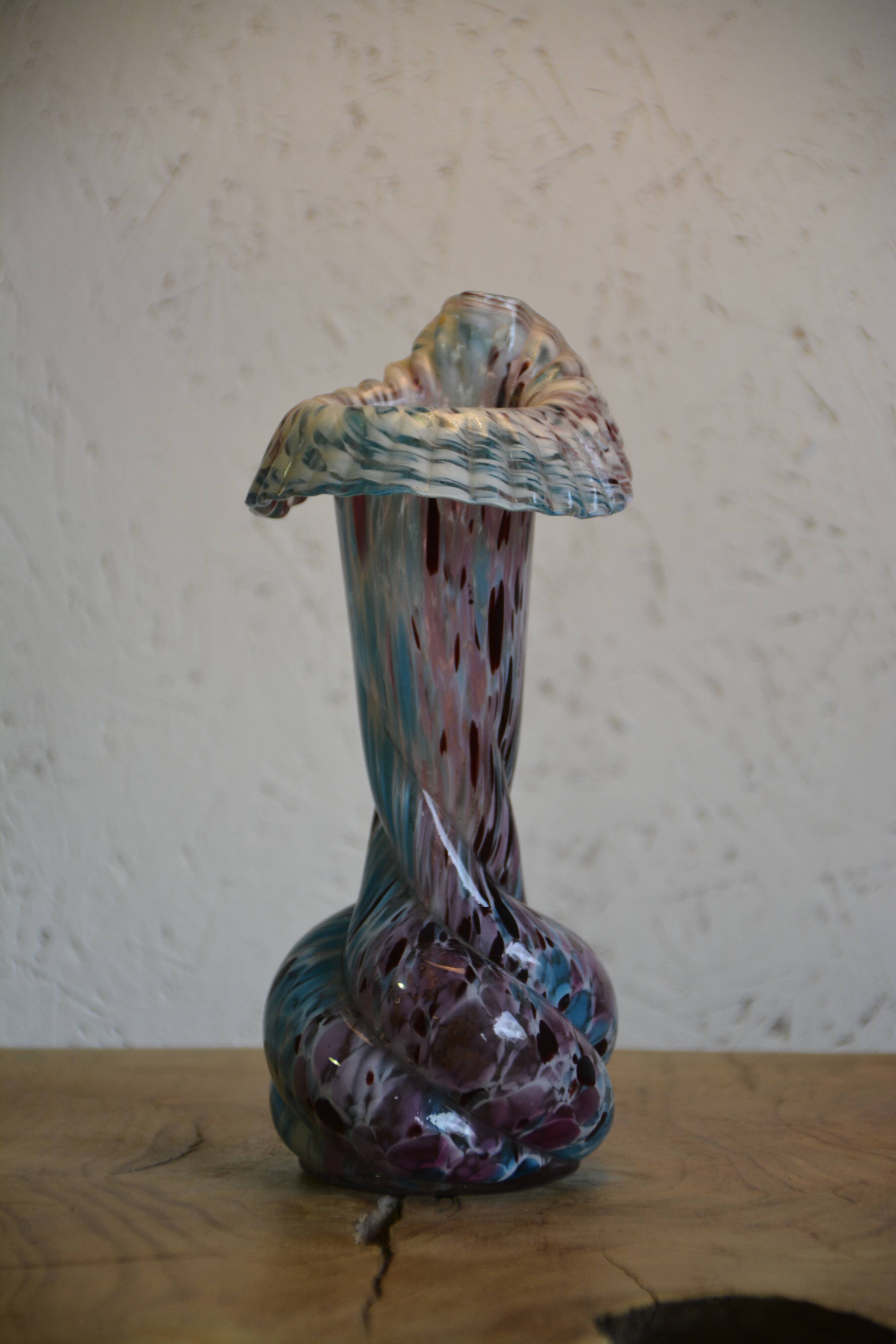 Pink and twisted blue vase