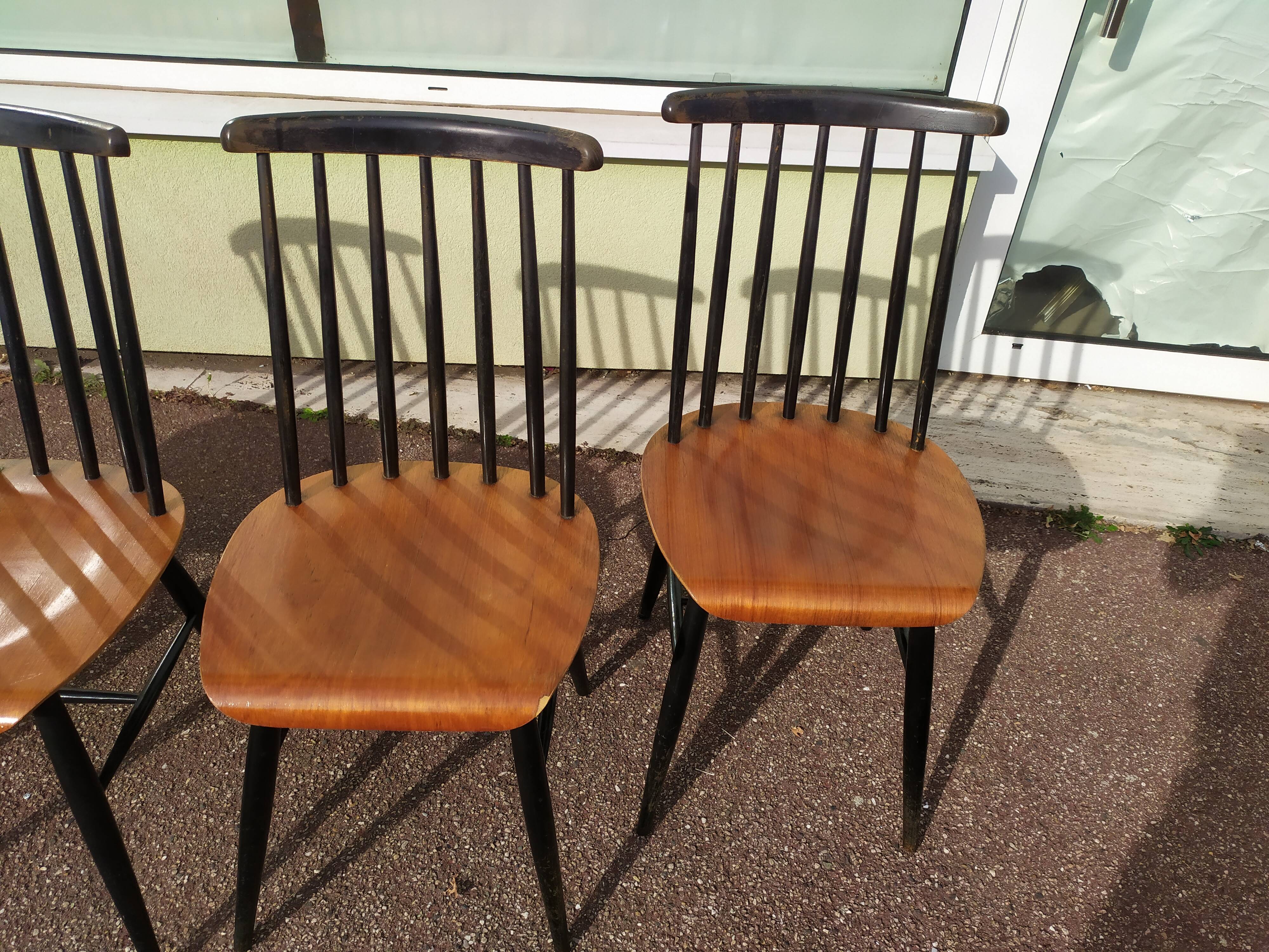 Set of 4 Scandinavian Chairs Fanett by Ilmari Tapiovaara, 60s