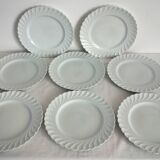 Set of 8 white twisted porcelain dinner plates Limoges Haviland