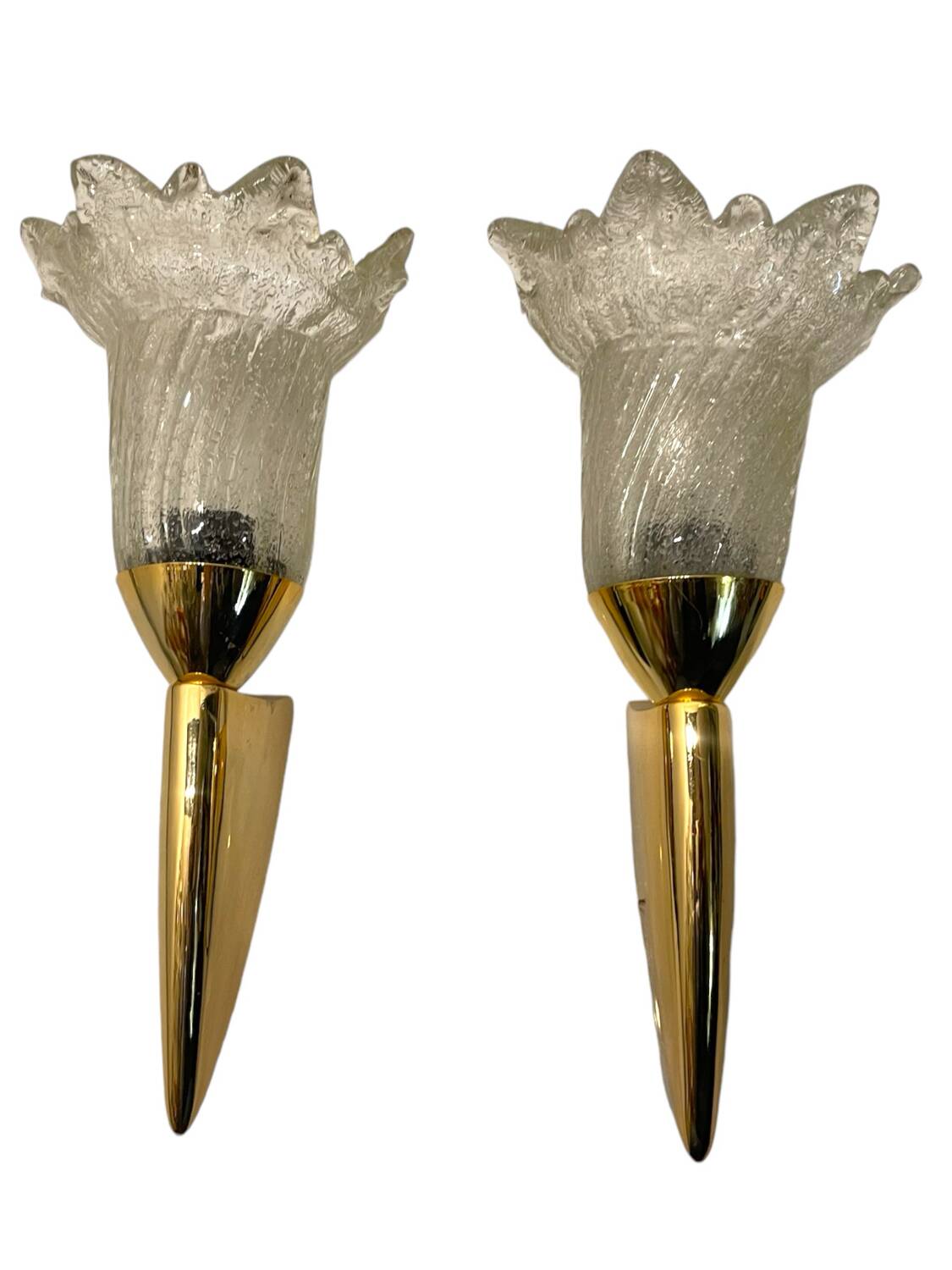 Murano Glass Brass Sconces Set of 2