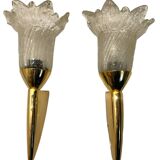 Murano Glass Brass Sconces Set of 2