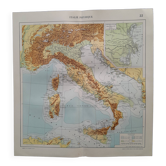 A geographical map from atlas quillet 1925 map: physical italy relief