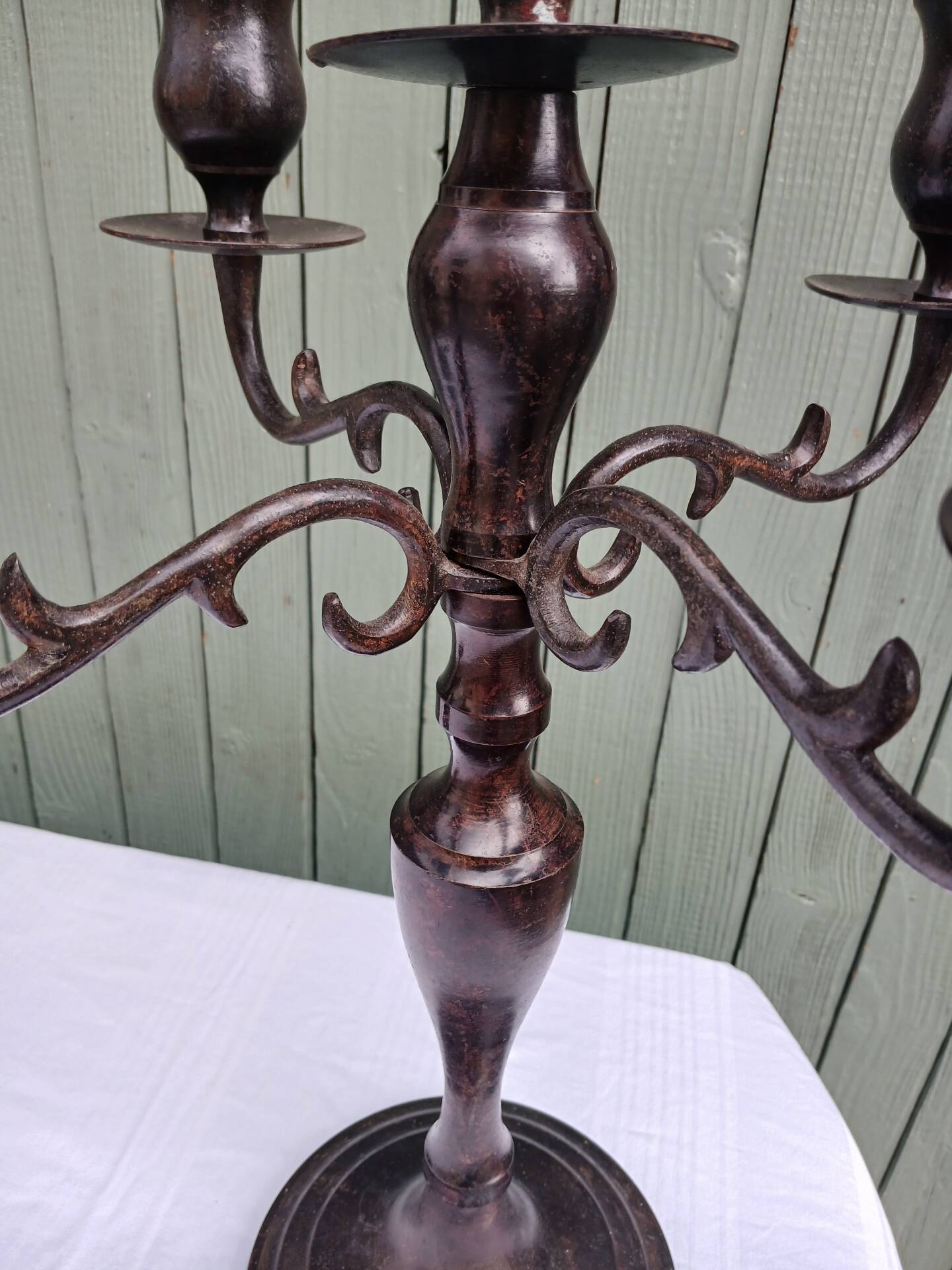 Pair of 5-light metal candlesticks