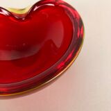 Large Murano Glass "Red-Yellow" Bowl Element Shell Ashtray Murano, Italy, 1970s