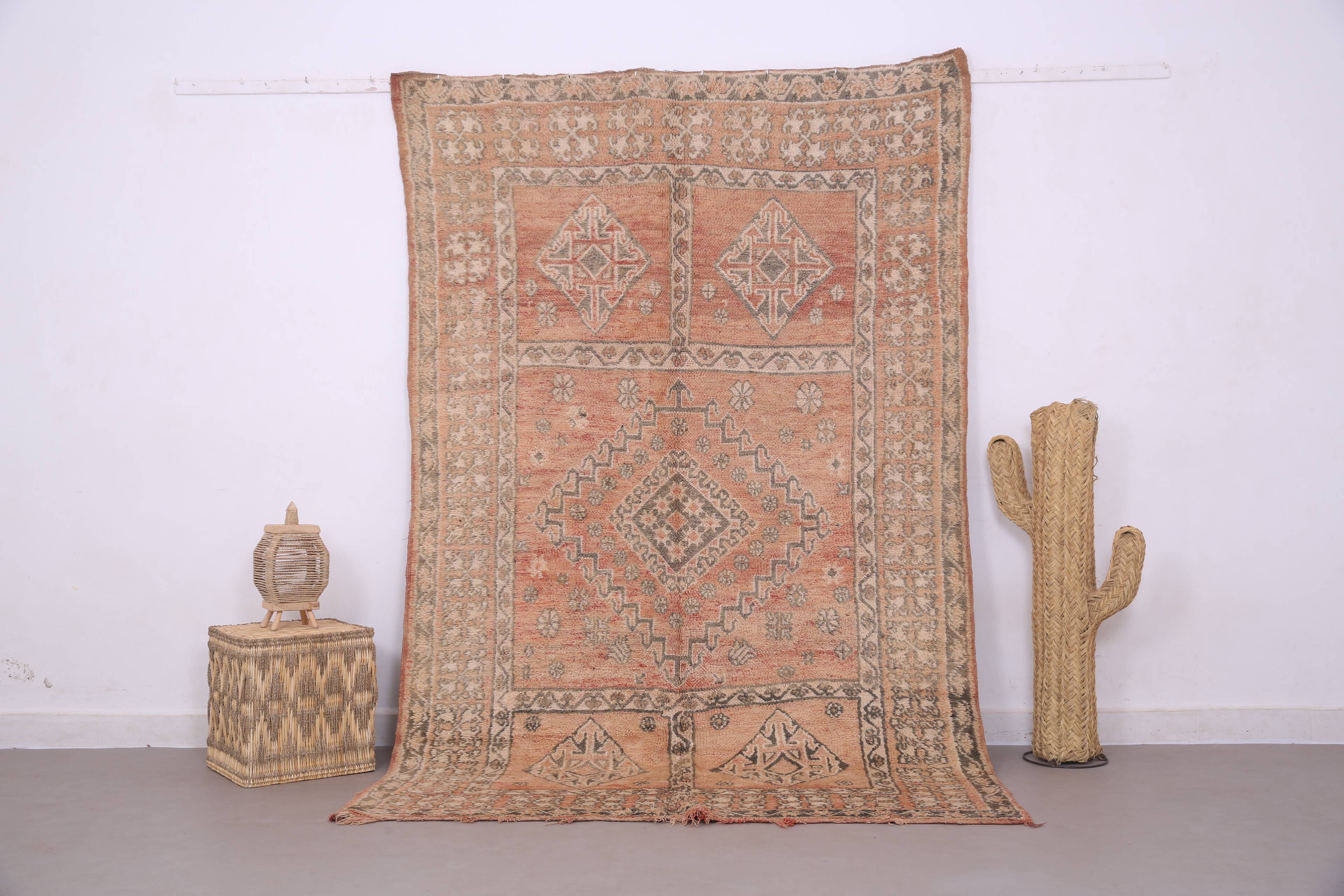 Peach Vintage Moroccan Rug 164 x 266 cm, Berber Wool Rug, Handmade Boho Rug