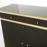 Enfilade laquée noire et laiton signée J.C. Mahey années 70