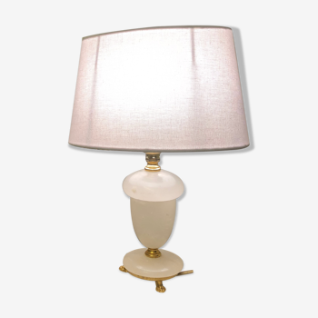 Lampe à poser en albâtre et laiton