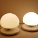 Pair of vintage mushroom lamps Optelma marble and opaline