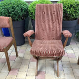Armchair and 2 Baumann chairs in vintage velvet