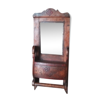 Old art deco barber mirror in teak