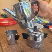 ☕ Vintage Art Deco tea set – Saint Louis in pure copper and