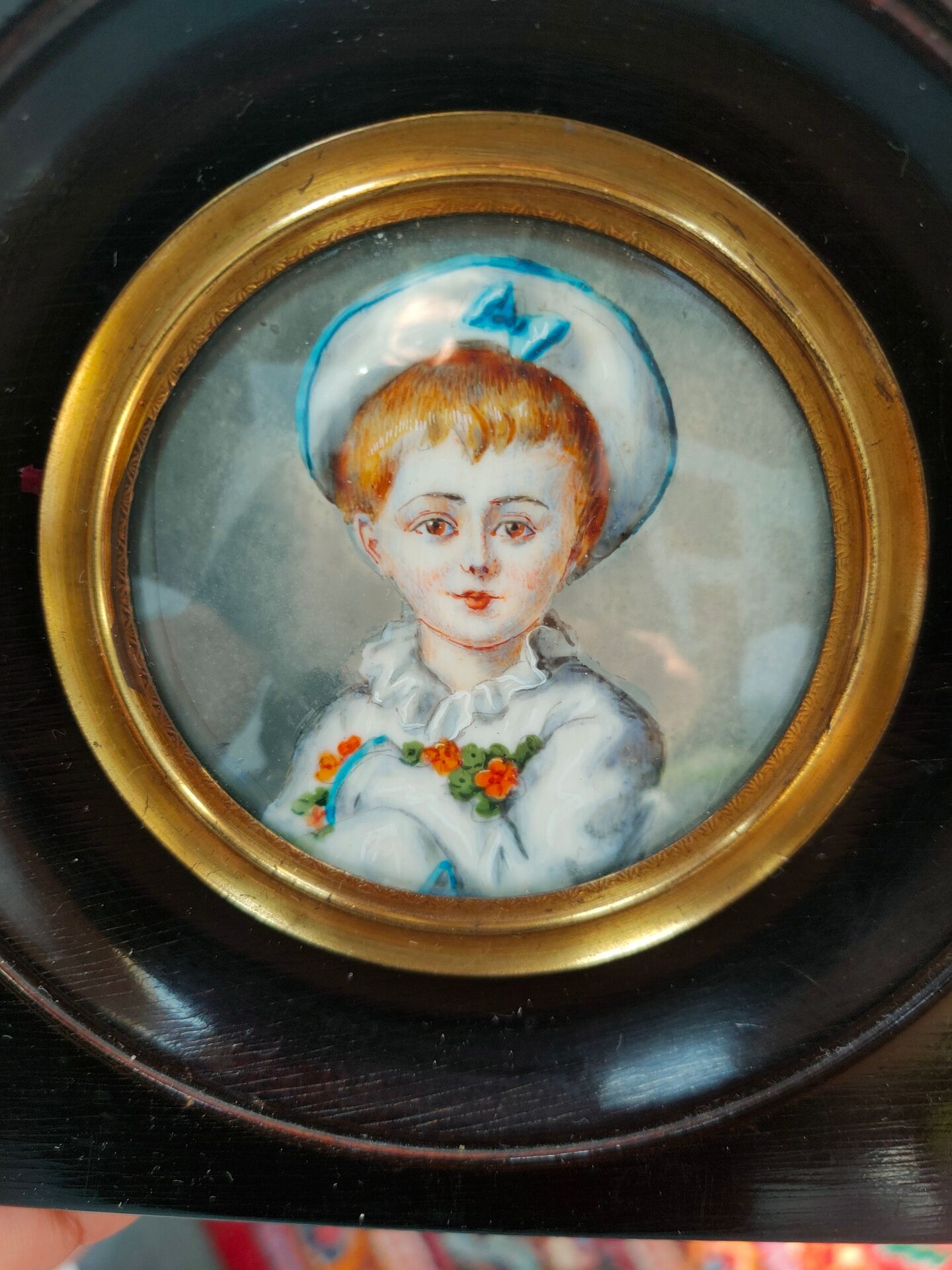 Peinture miniature sous cadre Napoléon III
