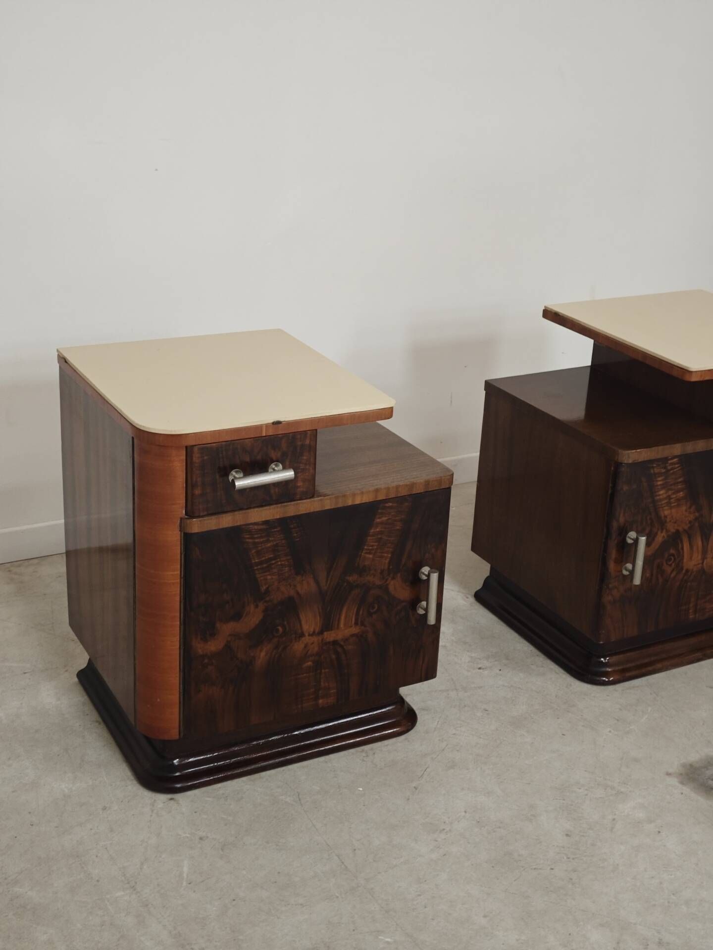 Pair of bedside tables by Jindrich Halabala for Up Zavody art deco 1950