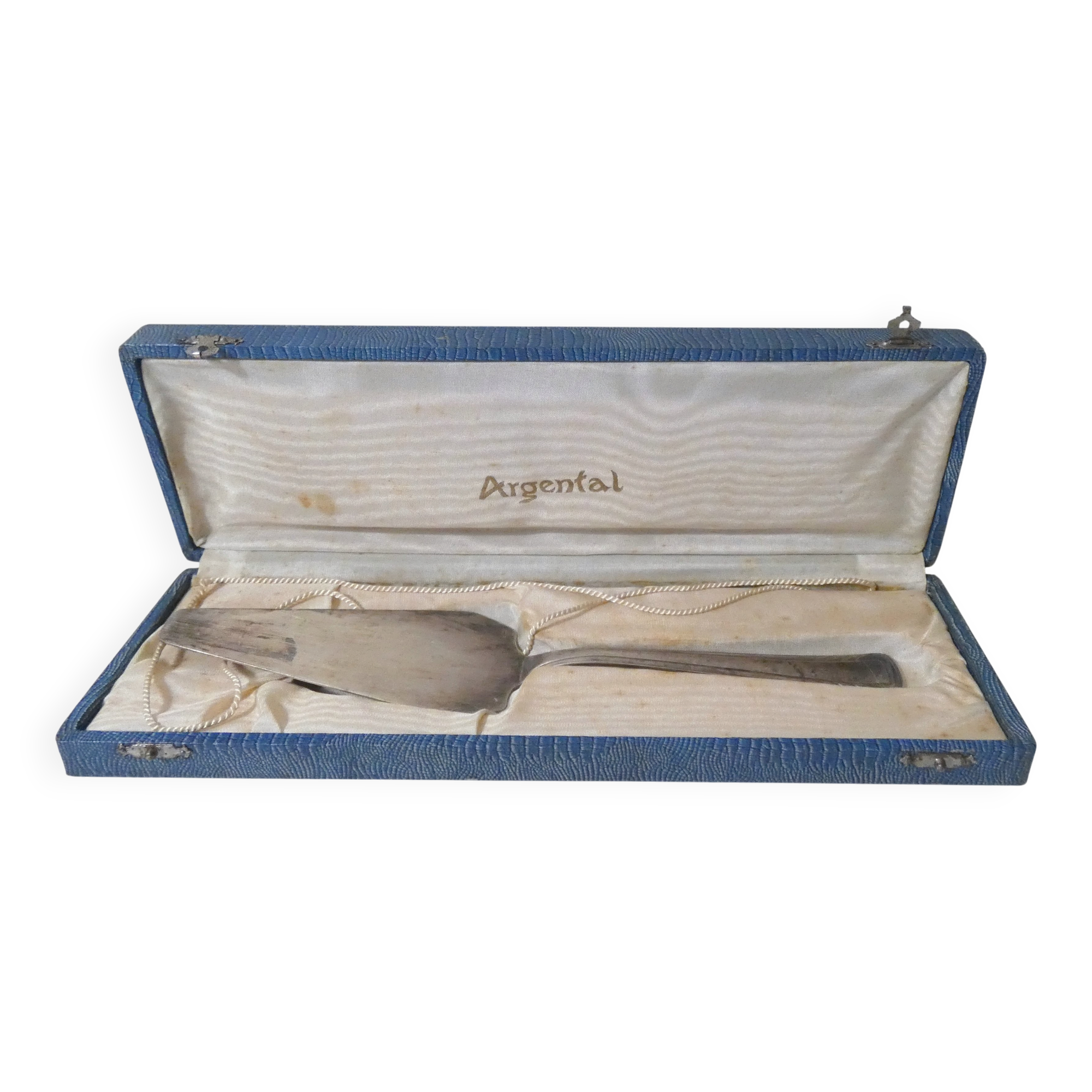antique silver-plated cake server in its box