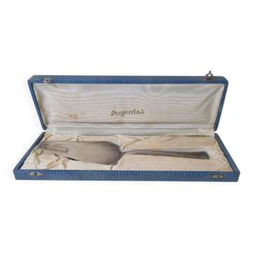 Ancienne pelle à tarte gâteau en métal argenté dans son coffret