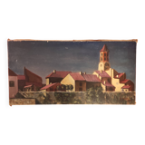 French vintage oil painting on canvas, signed A. Lahour, 1964