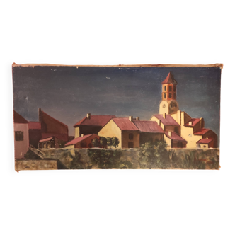 French vintage oil painting on canvas, signed A. Lahour, 1964