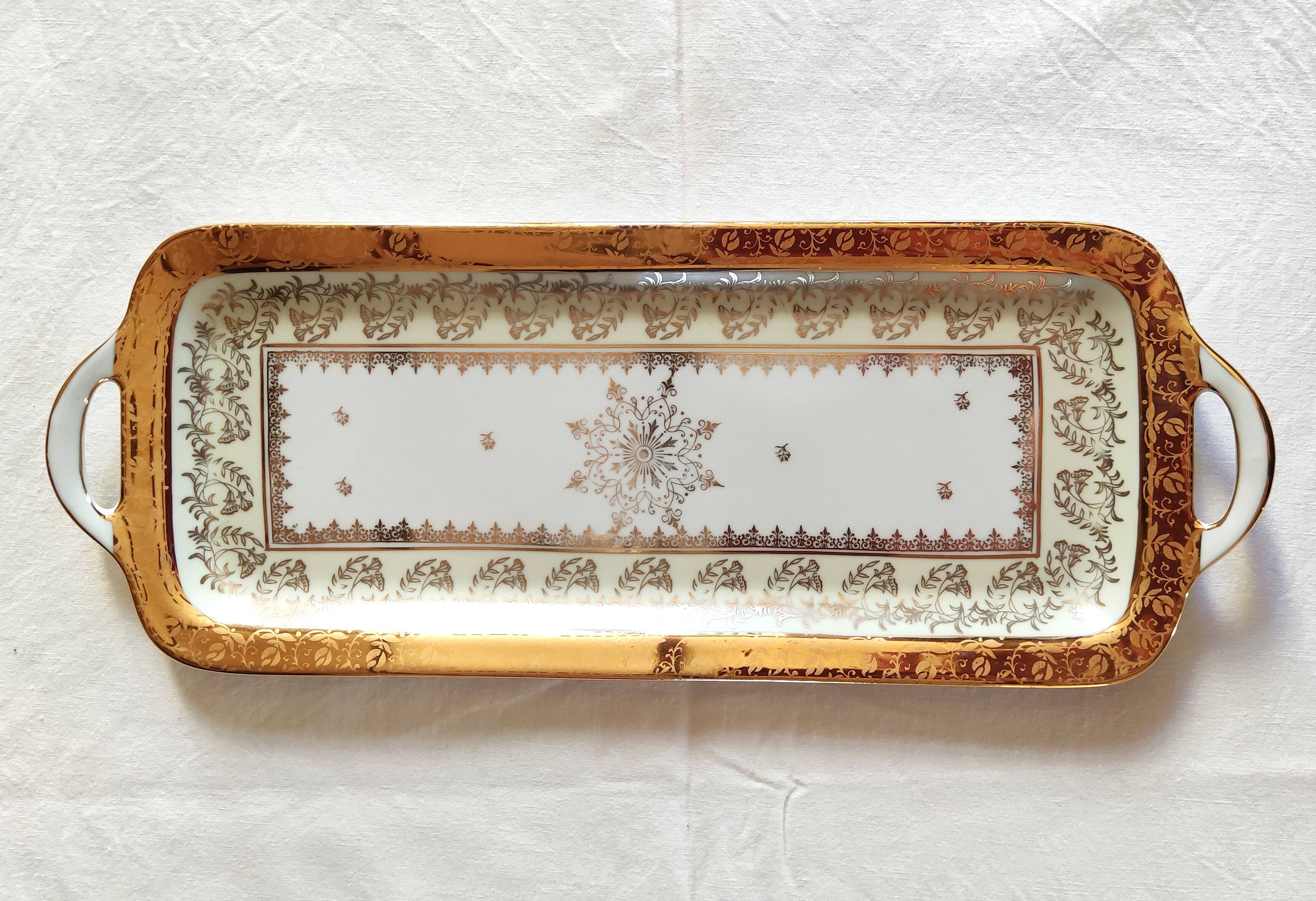 Rectangular porcelain cake dish B and C / Limoges
