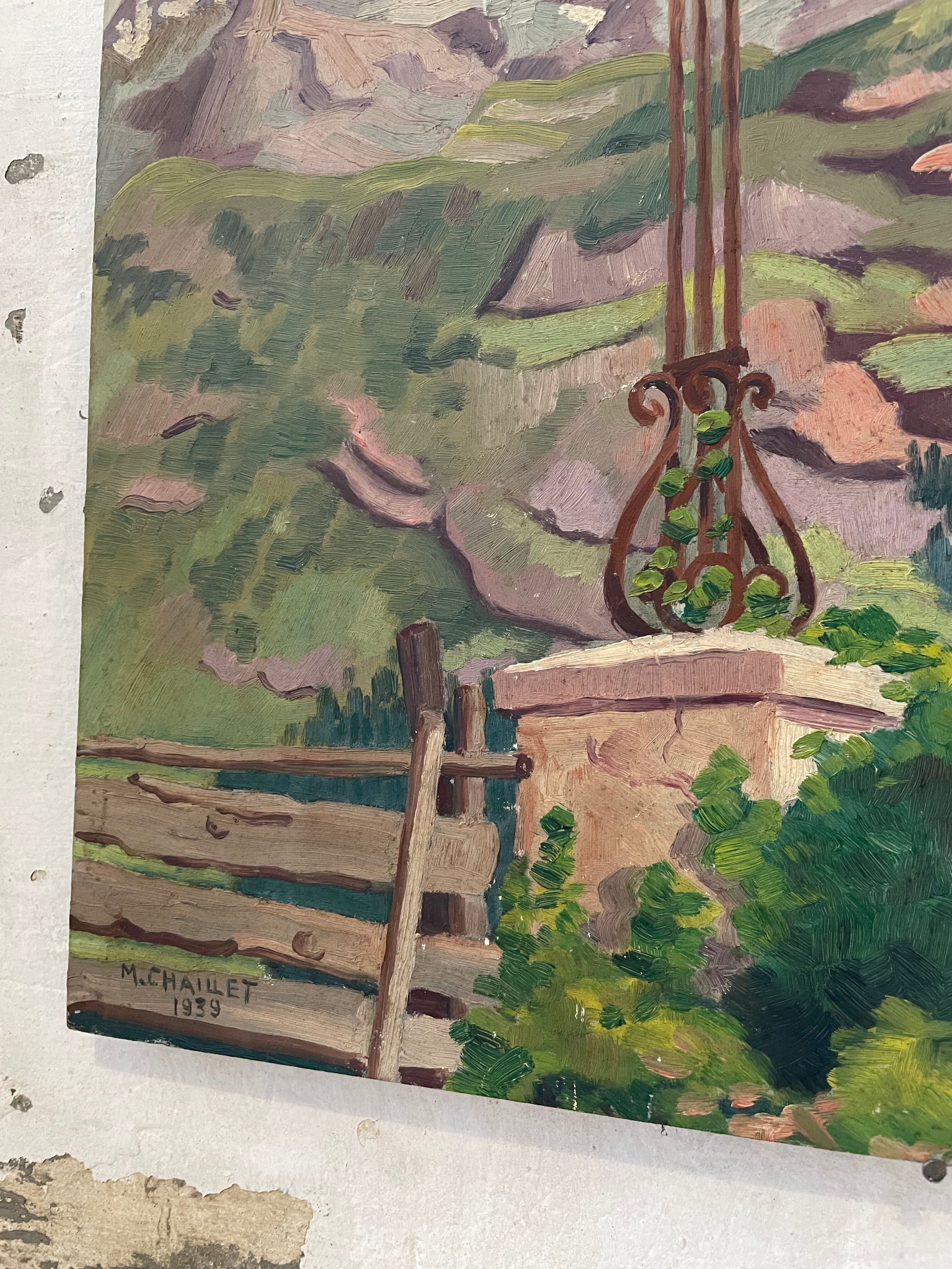 Oil painting landscape mountain 1939