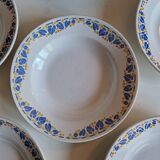 Set of 9 deep plates, earthenware from Creil Montereau, Colette model.