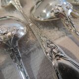 12 silver-plated coffee spoons by Boulenger, Art Nouveau thistles
