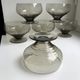 Set of 6 art deco design champagne glasses in smoked glass 30s-40s