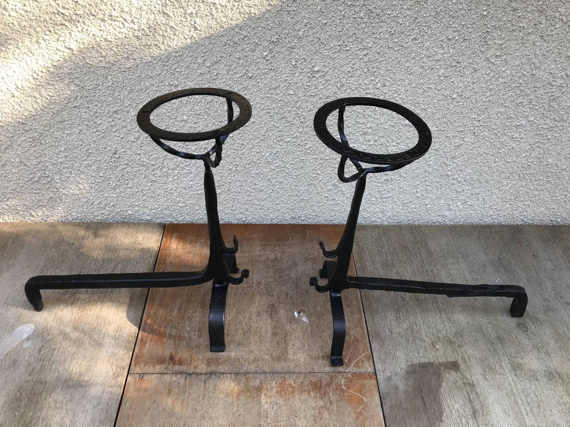 Former pair of landiers iron chimney