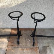 Former pair of landiers iron chimney