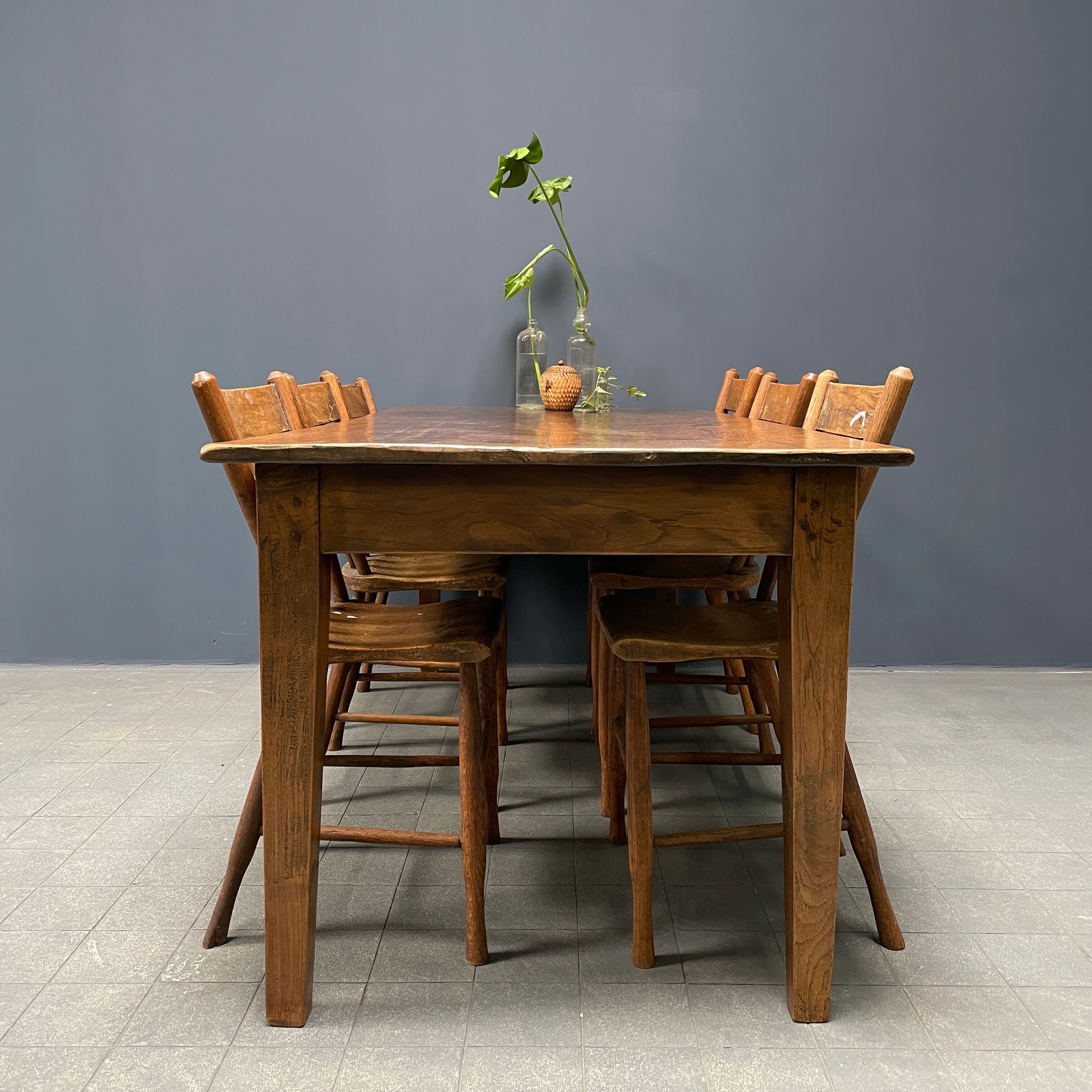Rustic french farmhouse dining table made of oak and elm