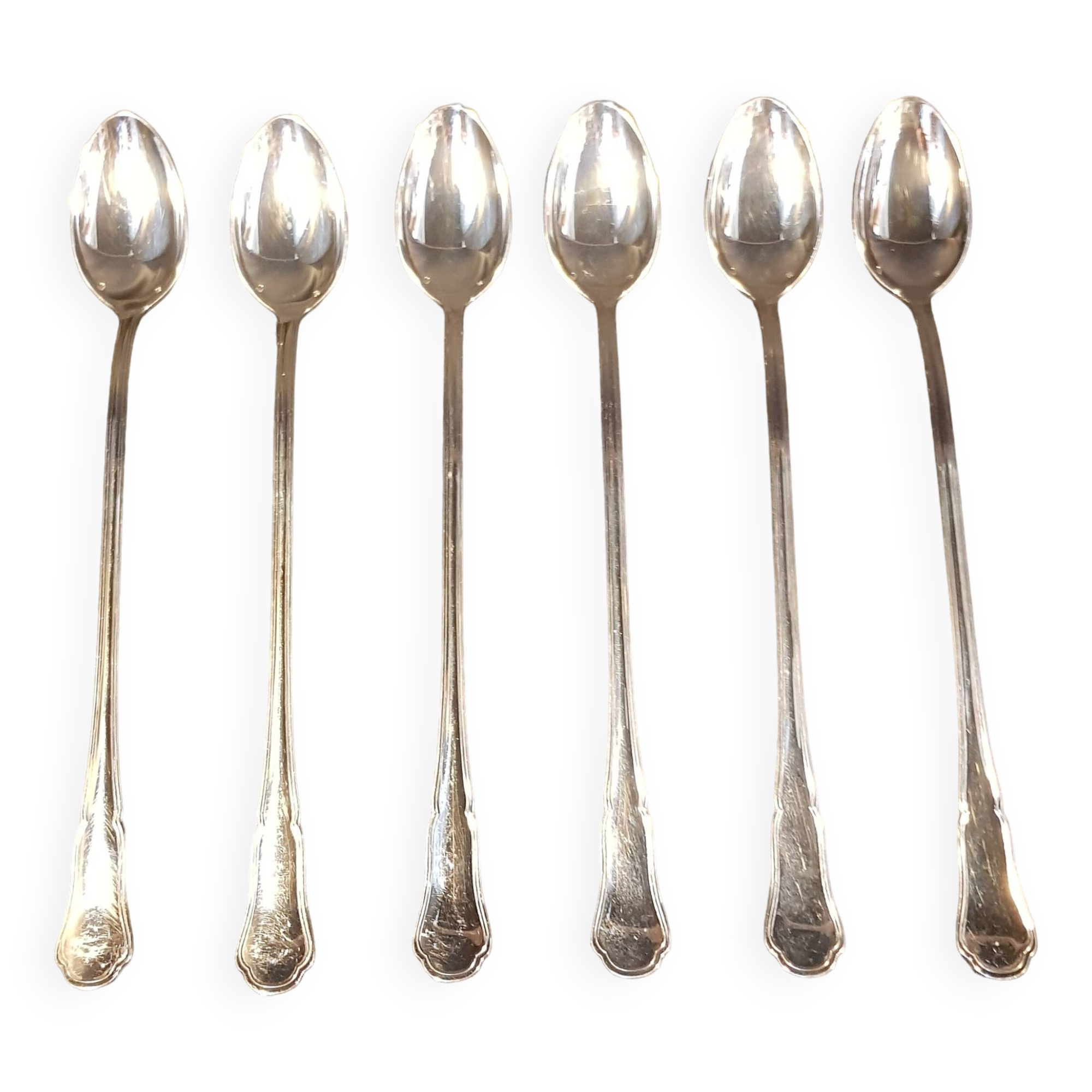 Long silver-plated ice cream spoons