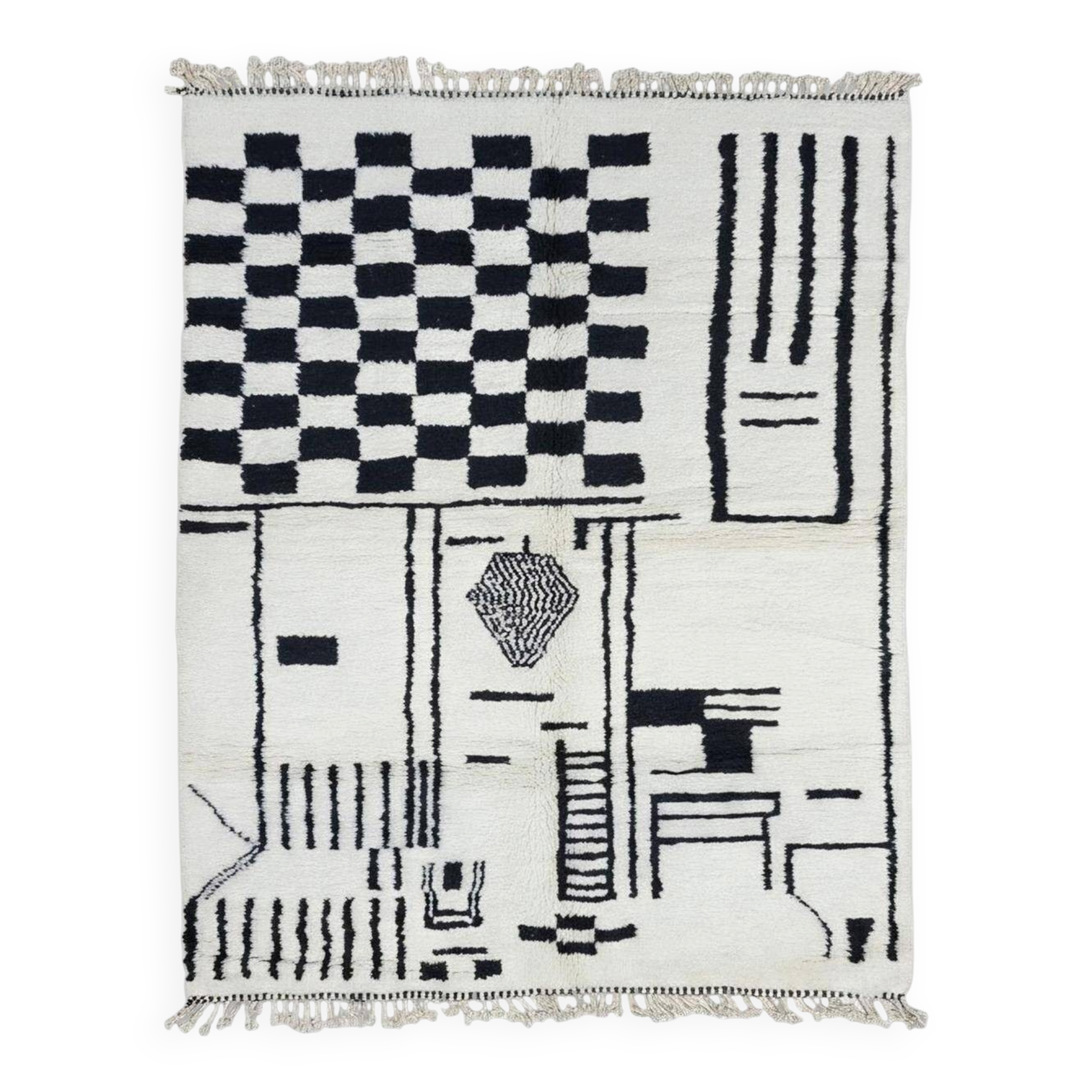 Tapis noir et blanc contemporain -  300 x 210 cm
