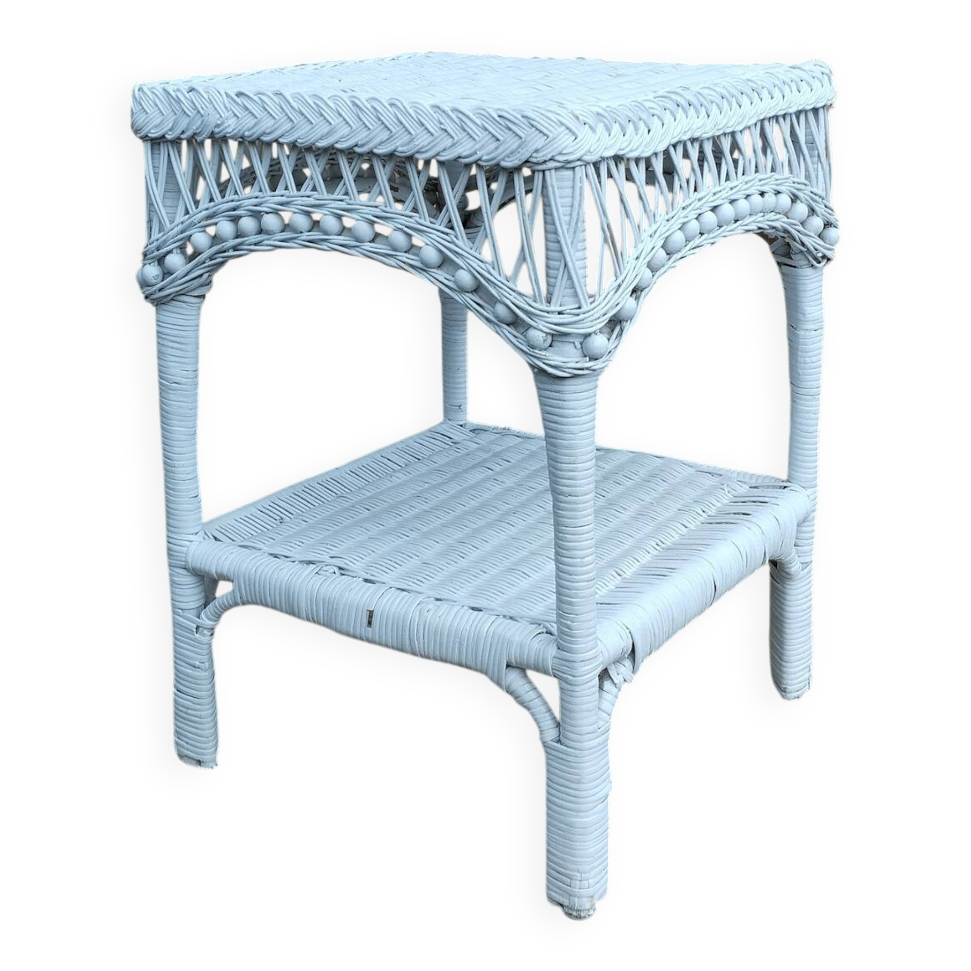 SQUARE WHITE WOVEN RATTAN COFFEE TABLE