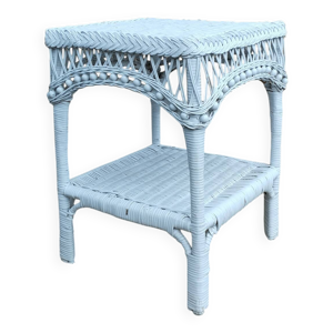 Table basse carree en - rotin blanc