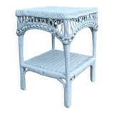 SQUARE WHITE WOVEN RATTAN COFFEE TABLE