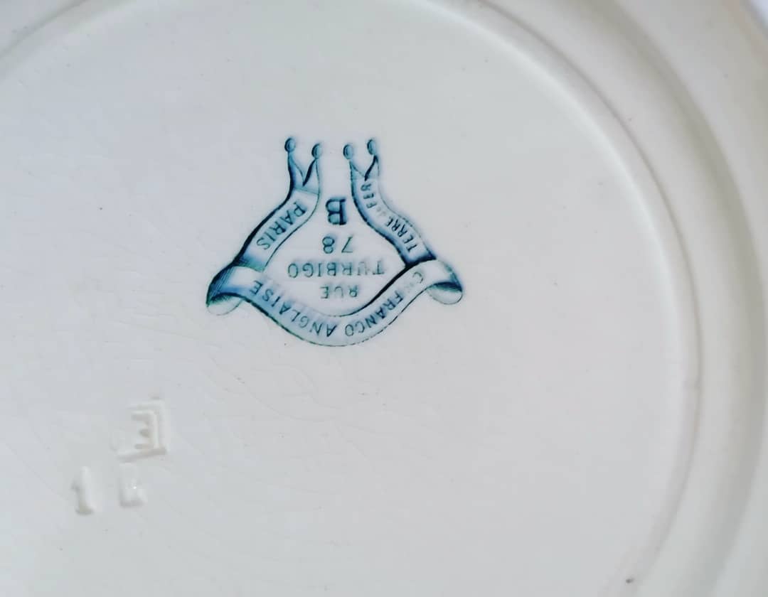 Plate in blue earth eniron, English Franco company, 19th orian decoration totaling