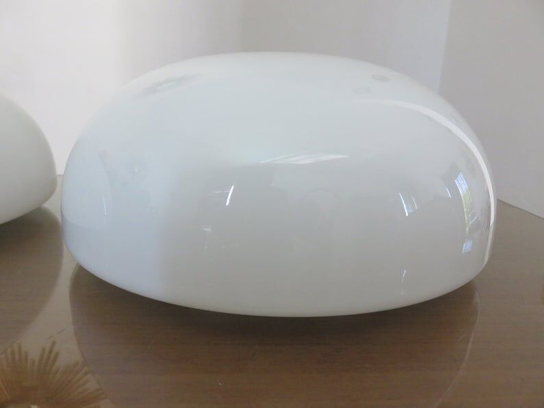 Pair of white opaline ceiling light 1970s