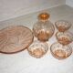 Art deco liqueur service in pink transparent glass with stopper