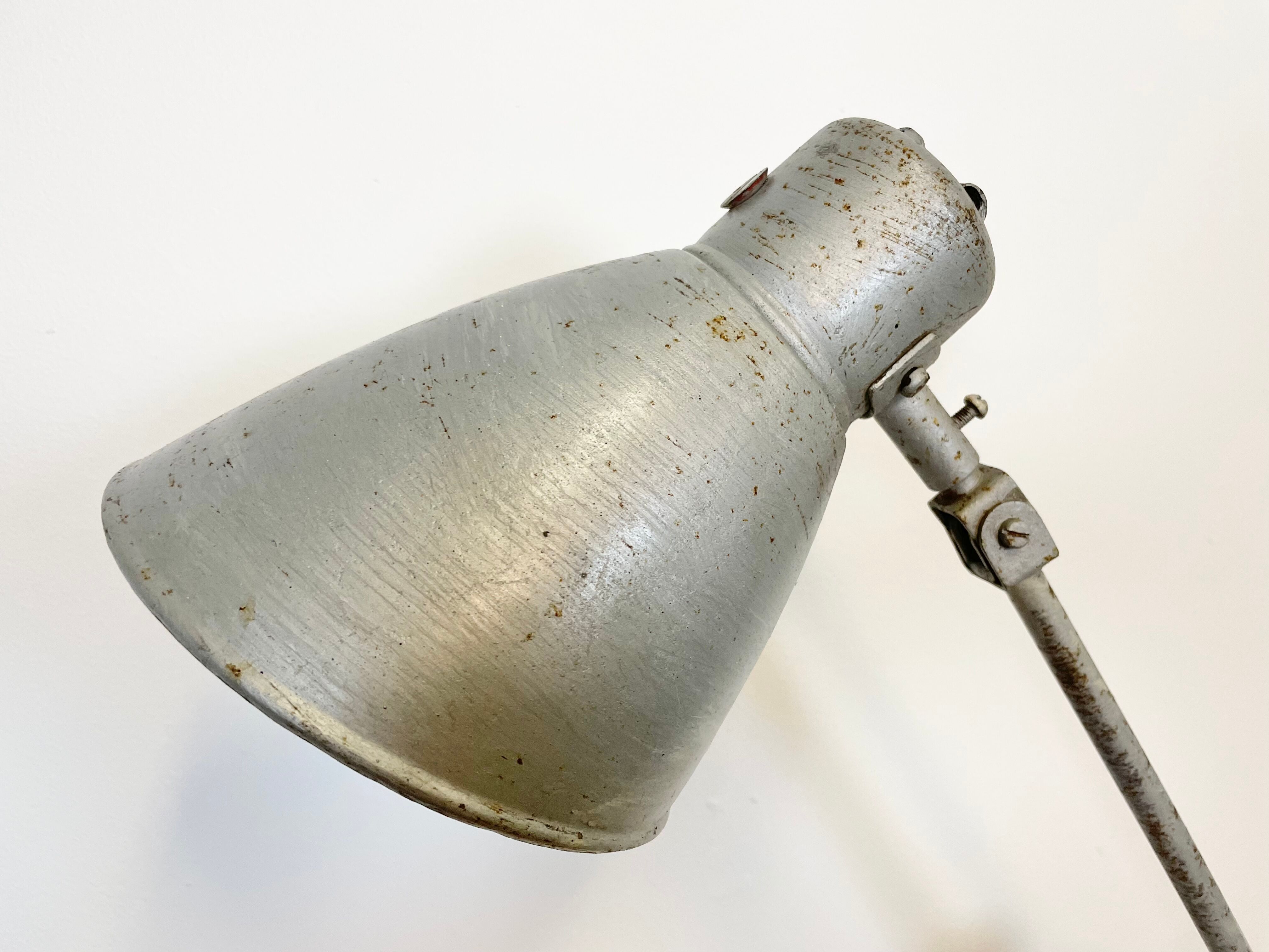 Grey industrial workshop table lamp, 1960s