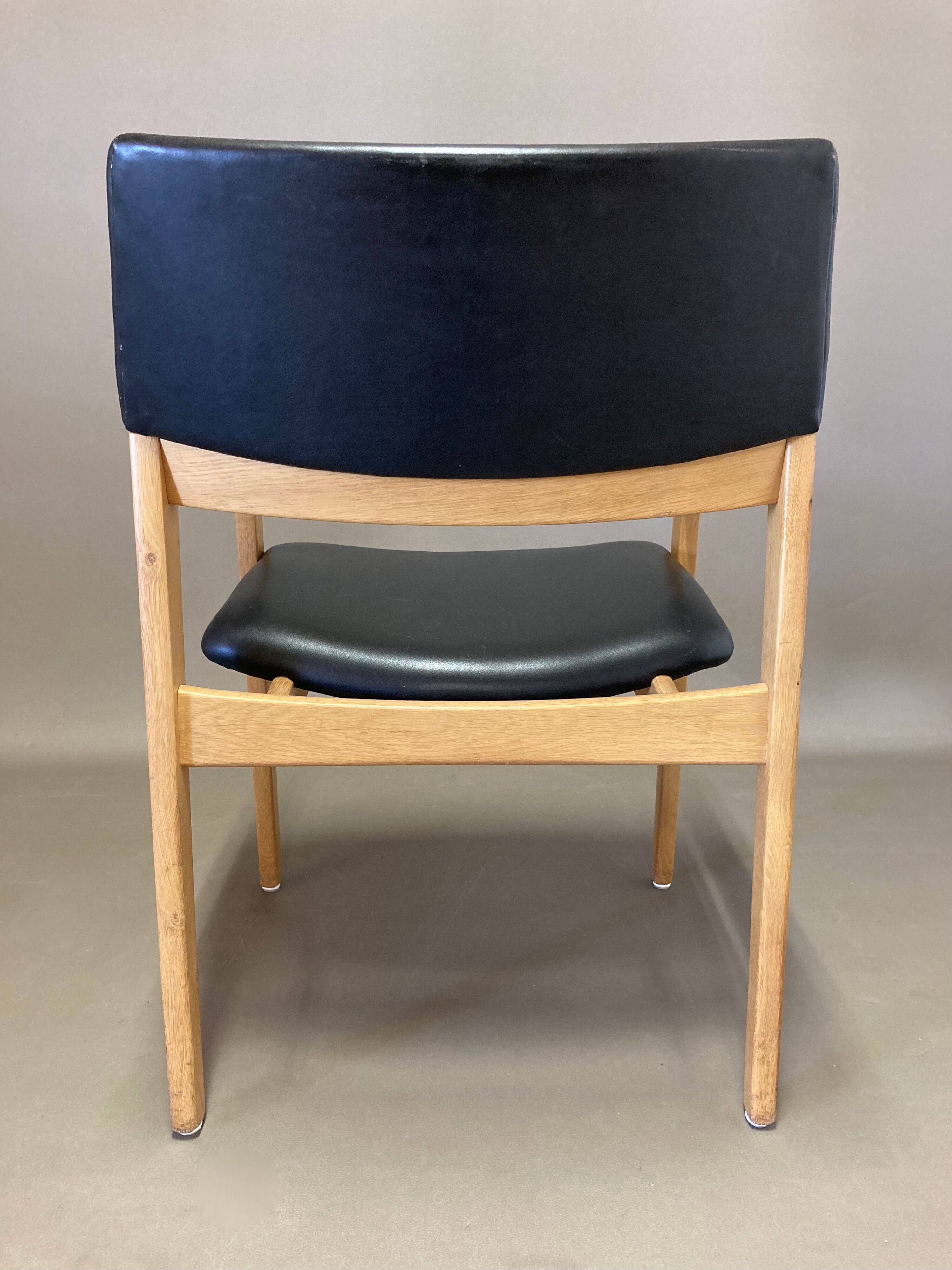 Black leather armchair Scandinavian design 1950