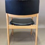Black leather armchair Scandinavian design 1950